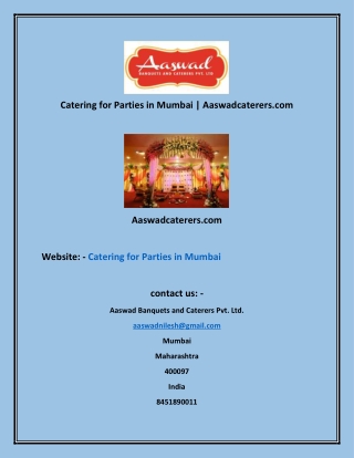 Catering for Parties in Mumbai