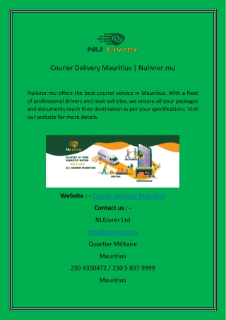 Courier Delivery Mauritius