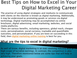 Best Tips on How to Excel in Your Digital Marketing Career