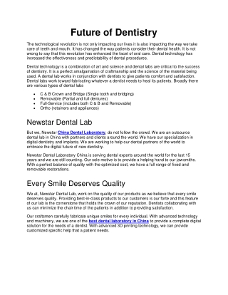 Future of Dentistry