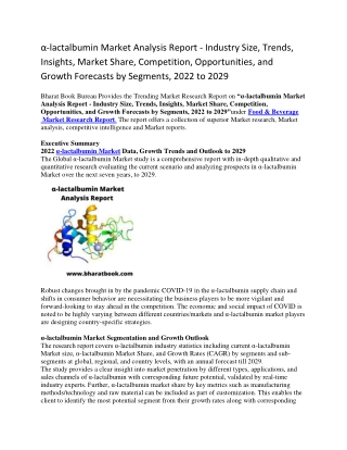 α-lactalbumin Market Analysis Report - Industry Size, Trends, Insights, Market Share, Competition, Opportunities, and Gr