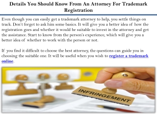 Details You Should Know From An Attorney For Trademark Registration
