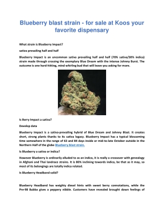 Blueberry blast strain - for sale at Koos your favorite dispensary