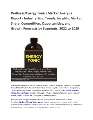 Wellness Energy Tonics Market Analysis Report,2022-2029