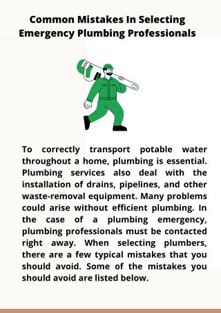 Common Mistakes In Selecting Emergency Plumbing Professionals