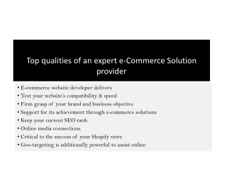 Top qualities of an expert e-Commerce Solution provider