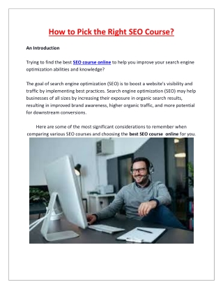 How to Pick the Right SEO Course