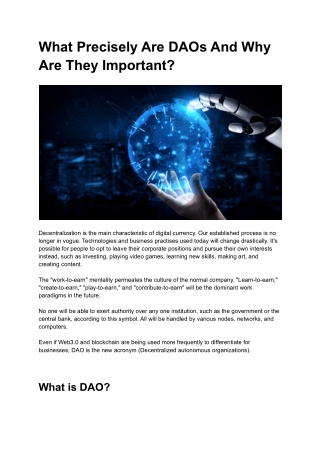 What Precisely Are DAOs And Why Are They Important