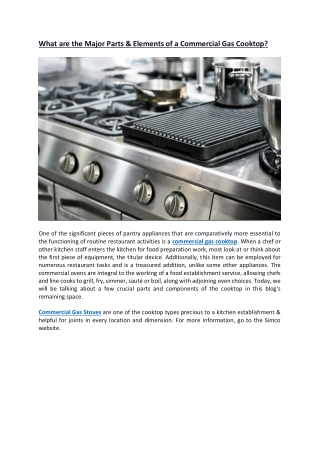 What are the Major Parts & Elements of a Commercial Gas Cooktop