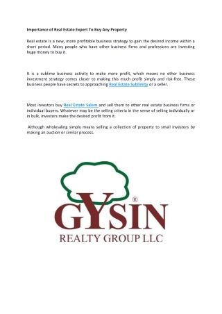 Importance of Real Estate Expert To Buy Any Property