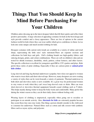 Things That You Should Keep In Mind Before Purchasing For Your Children