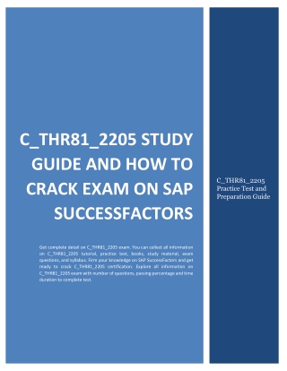 C_THR81_2205 Study Guide and How to Crack Exam on SAP SuccessFactors