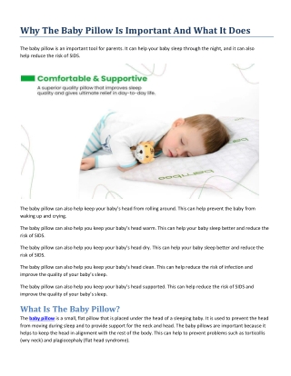 Why The Baby Pillow Is Important And What It Does