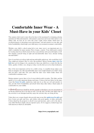 Comfortable Inner Wear - A Must-Have in your Kids' Closet