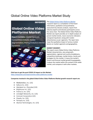 Global Online Video Platforms Market Study