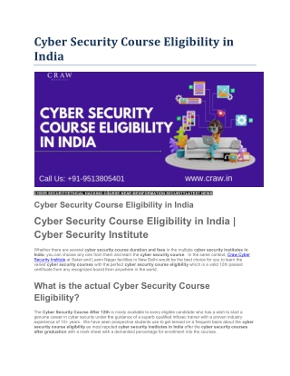Cyber Security Course Eligibility in India