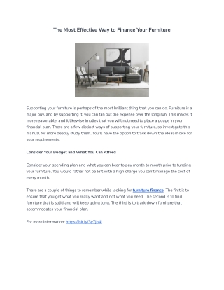 The Most Effective Way to Finance Your Furniture