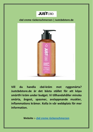 cbd creme rückenschmerzen | Justcbdstore.de