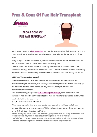 Pros & Cons Of Fue Hair Transplant