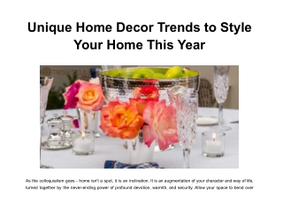 Unique Home Decor Trends to Style Your Home This Year