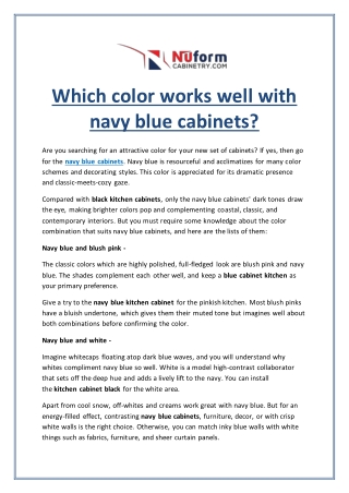 Which color works well with navy blue cabinets?
