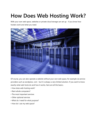 How Does Web Hosting Work