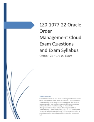 1Z0-1077-22 Oracle Order Management Cloud Exam Questions and Exam Syllabus