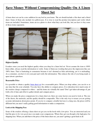 Save Money Without Compromising Quality On A Linen Sheet Set