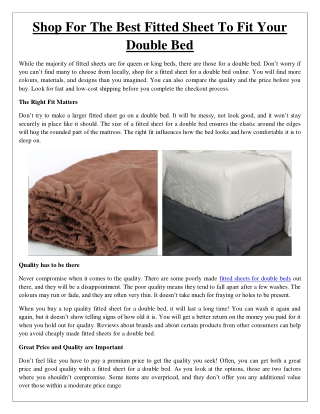 Shop For The Best Fitted Sheet To Fit Your Double Bed