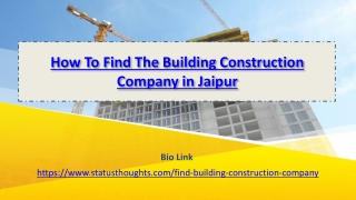 How To Find The Building Construction Company in Jaipur