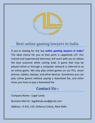 Best online gaming lawyers in India