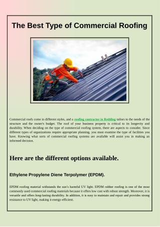 The Best Type of Commercial Roofing