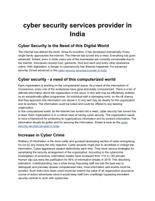 cyber security services provider in India Driveittech