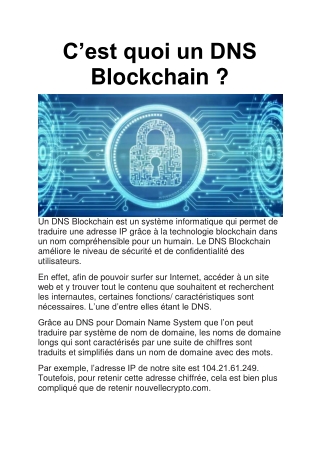 Quelle est la définition d'un DNS Blockchain ?