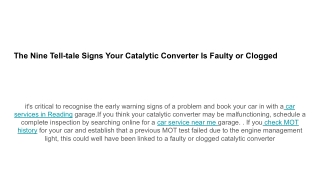 The Nine Tell-tale Signs Your Catalytic Converter Is Faulty or Clogged (1)