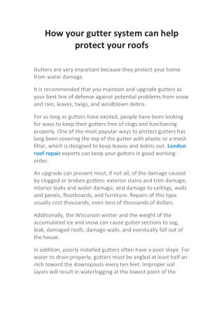 How your gutter system can help protect your roofs