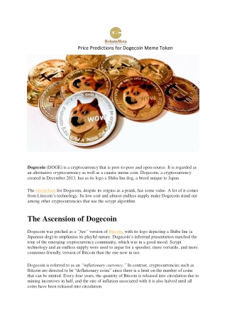 Price Predictions for Dogecoin Meme Token
