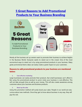 Reasons to Add Promotional Products to Your Business Branding