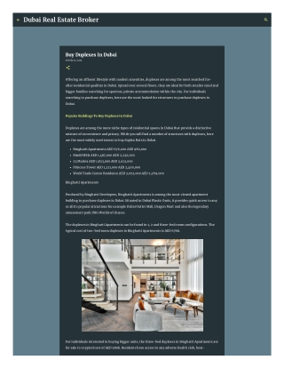 Buy Duplexes In Dubai