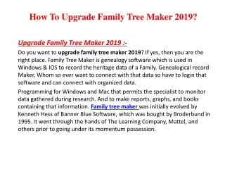 How To Upgrade Family Tree Maker 2019 - Genealogist Help