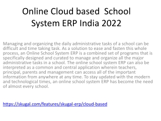 Online Cloud based  School System ERP India 2022