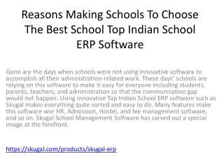 Reasons Making Schools To Choose The Best School Top Indian School ERP Software