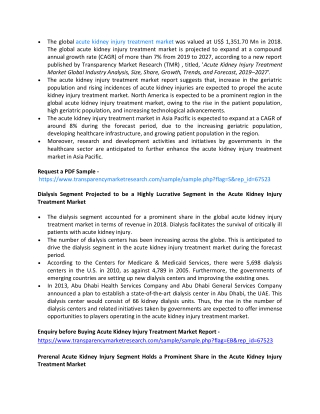 Acute Kidney Injury Treatment Market In-depth Analysis, Business Strategies