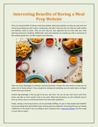 Interesting Benefits of Having a Meal Prep Website