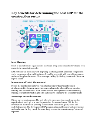 Key benefits for determining the best ERP for the construction sector