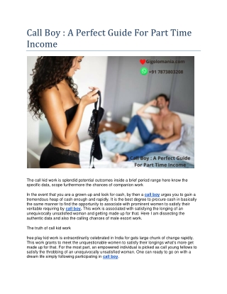 Call Boy  A Perfect Guide For Part Time Income
