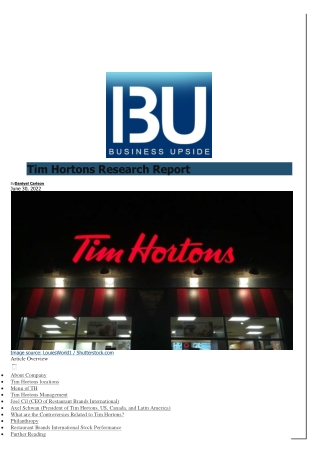 Tim Hortons Research Report