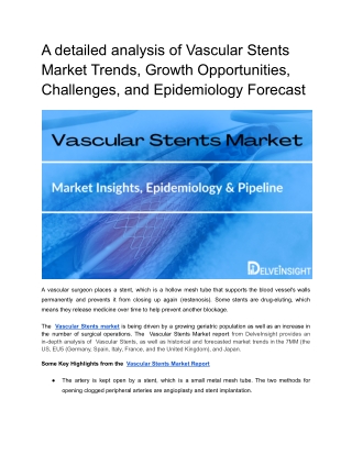 Vascular Stents Market Insights and Epidemiology Forecast