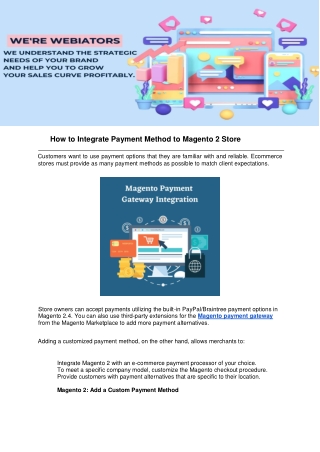 How to Integrate Payment Method to Magento 2 Store- pdf