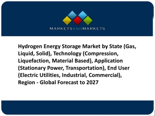 Global Hydrogen Energy Storage Market, Forecast to 2027
